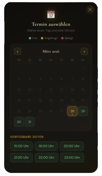 Termin-Funktion auf der digitalen Visitenkarte